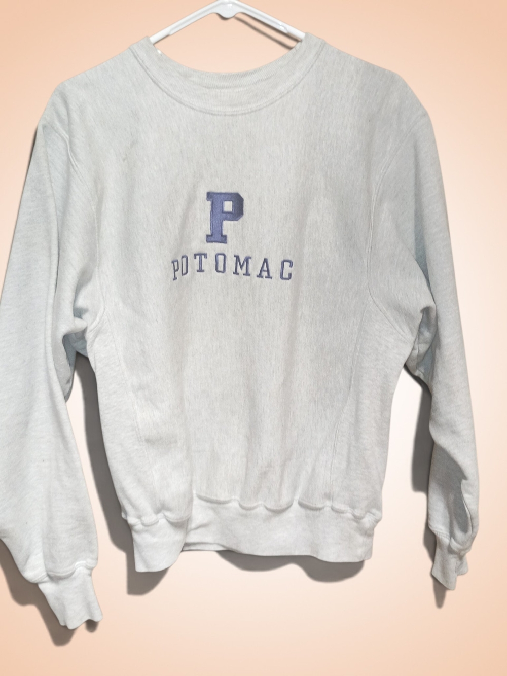 Vintage Champion Light Gray Crewneck Sweatshirt with Potomac Logo Size Small